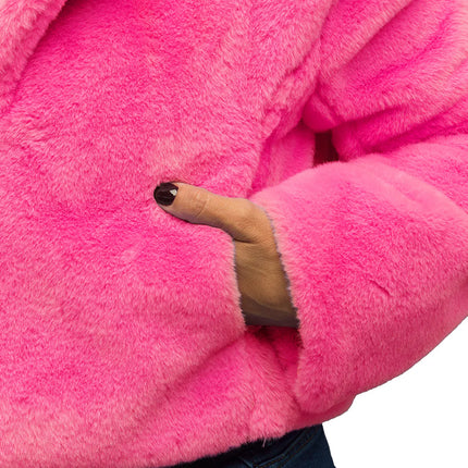 Chaqueta Fluffy rave rosa neón (M/L)