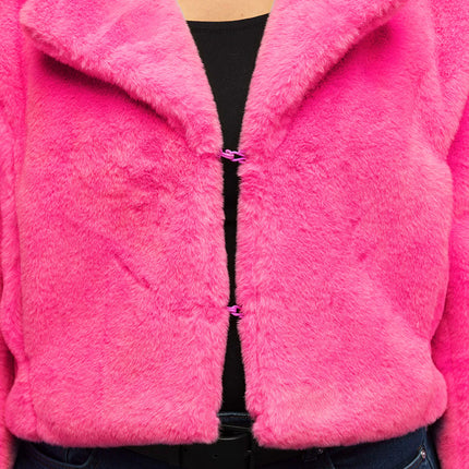Chaqueta Fluffy rave rosa neón (M/L)