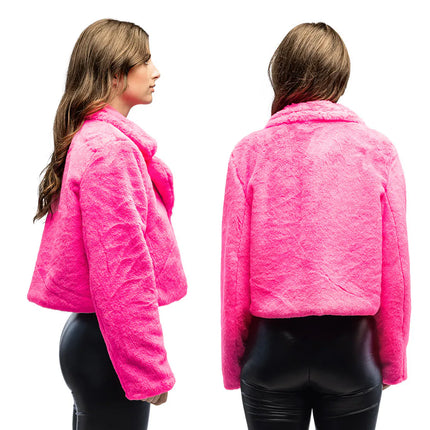 Chaqueta Fluffy rave rosa neón (M/L)