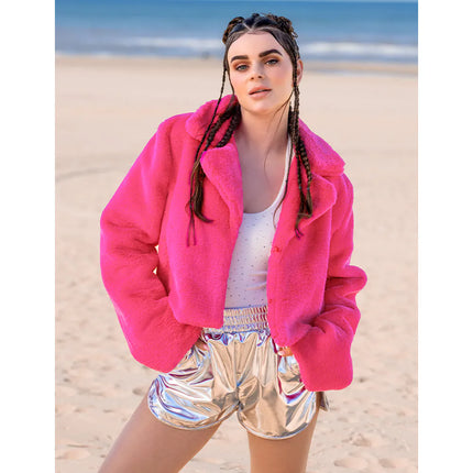 Chaqueta Fluffy rave rosa neón (M/L)