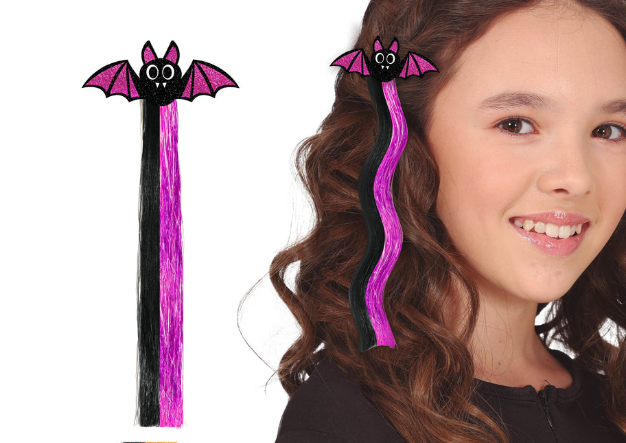 Extensión de pelo de murciélago Negro Morado 40cm