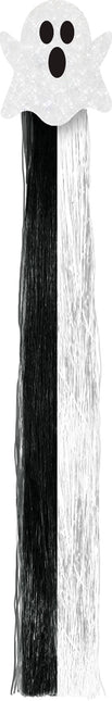 Halloween Extensión de pelo Negro Blanco Fantasma 40cm