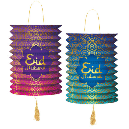 Eid Mubarak Lampions Morado Azul 25cm 2pcs