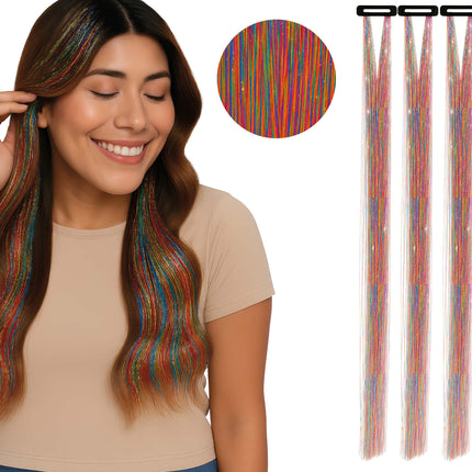 Extensión de pelo de color Glitter 50cm 3pcs