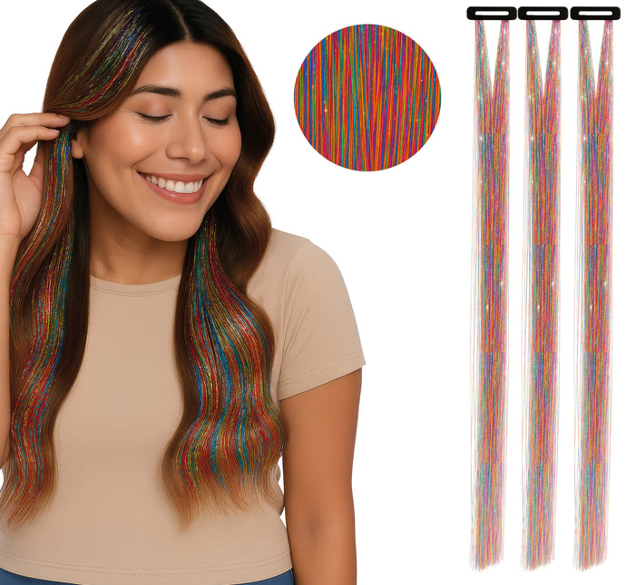 Extensión de pelo de color Glitter 50cm 3pcs