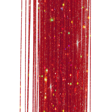 Extensión de pelo rojo purpurina 50cm 3pcs