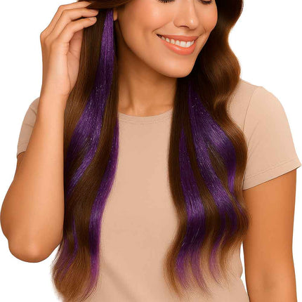 Extensión de pelo púrpura Glitter 50cm 3pcs