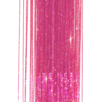 Extensión de pelo rosa purpurina 50cm 3pcs