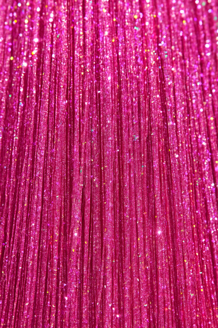 Extensión de pelo rosa purpurina 50cm 3pcs
