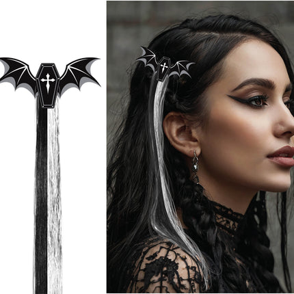 Horquilla de Halloween en blanco y negro con murciélago