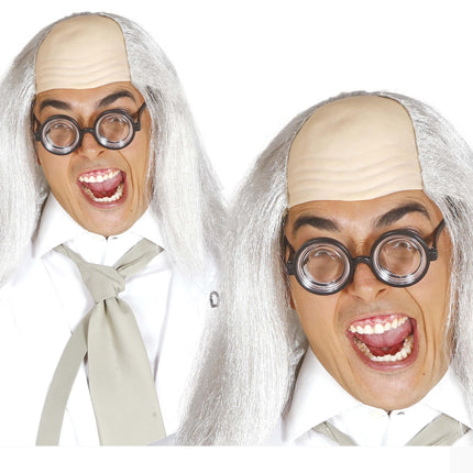 Peluca Halloween Media Calva Gris