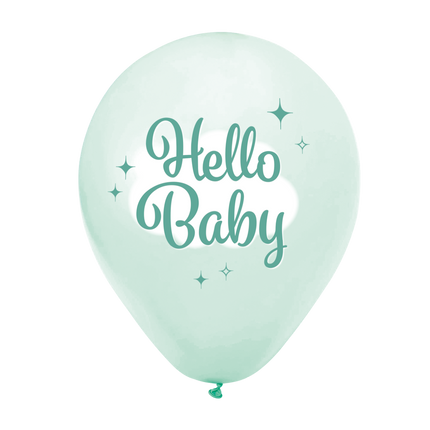 Turquoise Ballonnen Hello Baby 30cm 8st