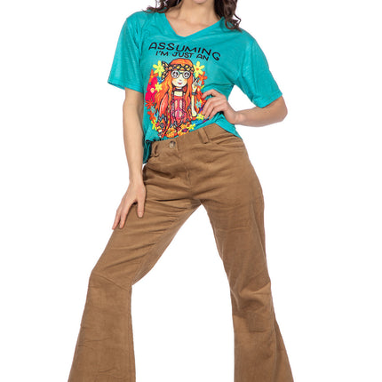 T-shirt hippie blauw (V)