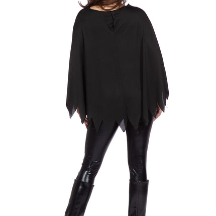 Poncho Esqueleto Negro Plata Strass