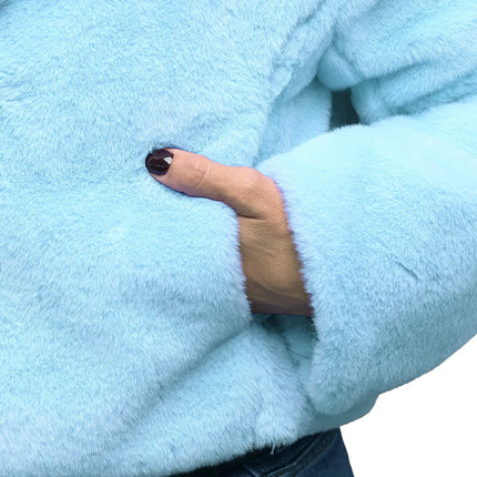 Chaqueta Fluffy rave azul claro (M/L)