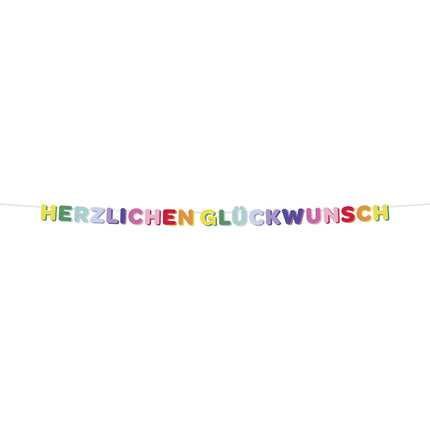Guirnalda de letras de colores Herzlich Glückwunsch 2,6m