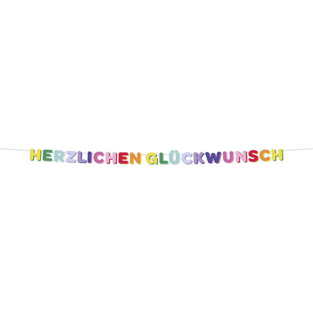 Guirnalda de letras de colores Herzlich Glückwunsch 2,6m
