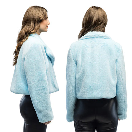 Chaqueta Fluffy rave azul claro (M/L)