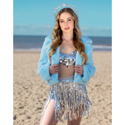 Chaqueta Fluffy rave azul claro (M/L)