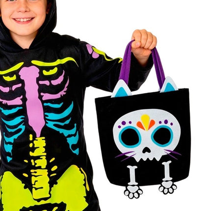BOLSO DE «TRICK OR TREAT» CON GATO ESQUELETO
