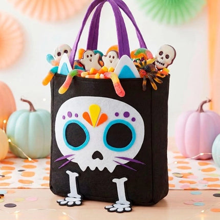 BOLSO DE «TRICK OR TREAT» CON GATO ESQUELETO