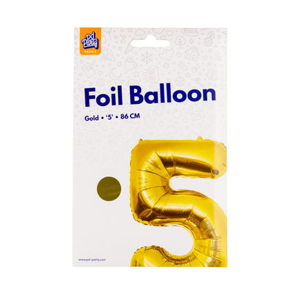 5 Jaar Cijfer Ballon Goud Leeg 86cm - Partywinkel - 8716764236914