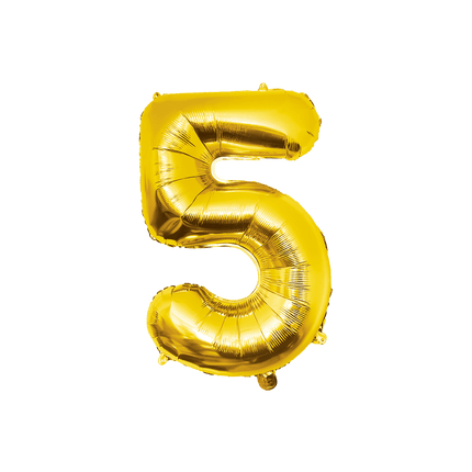 5 Jaar Cijfer Ballon Goud Leeg 86cm - Partywinkel - 8716764236914