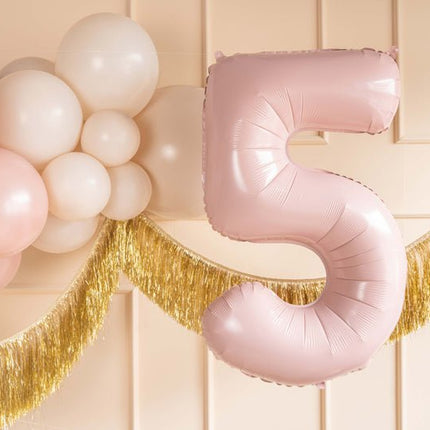 5 Jaar Cijfer Ballon Lichtroze Leeg 72cm van Partydeco koop je bij Partywinkel