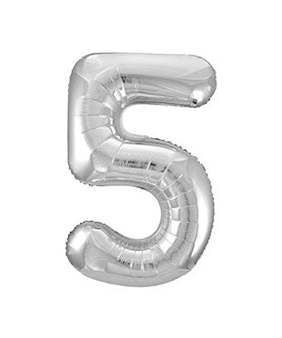5 Jaar Cijfer Ballon Zilver Leeg 86cm van Unique koop je bij Partywinkel