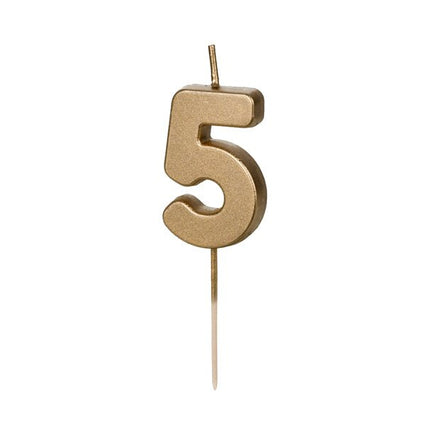 5 Jaar Kaars Goud 4,5cm - Partywinkel - 5904555032347