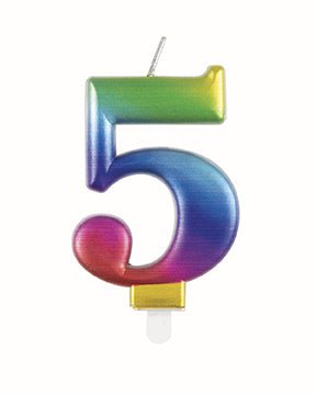 5 Jaar Kaars Regenboog 9,5cm van Unique koop je bij Partywinkel