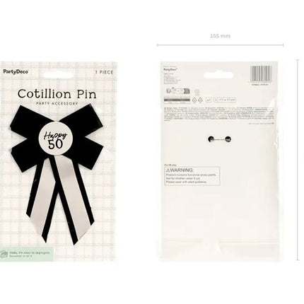 50 Jaar Button Strik 17cm van Partydeco koop je bij Partywinkel