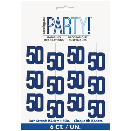 50 Jaar Hangdecoratie Blauw 1,52m van Unique koop je bij Partywinkel