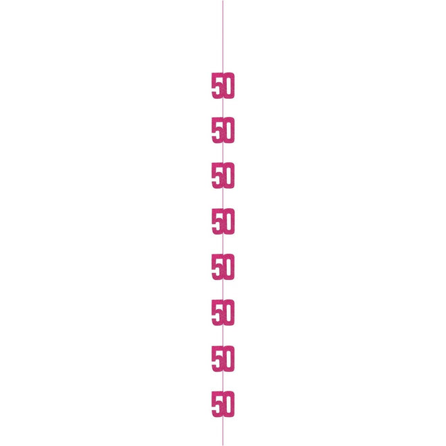 50 Jaar Hangdecoratie Roze 1,52m van Unique koop je bij Partywinkel