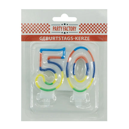 Vela de 50 años con borde de color, 7 cm