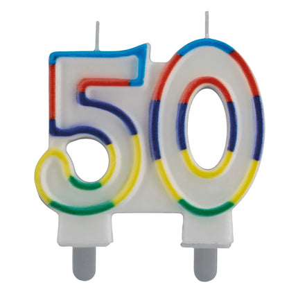 Vela de 50 años con borde de color, 7 cm