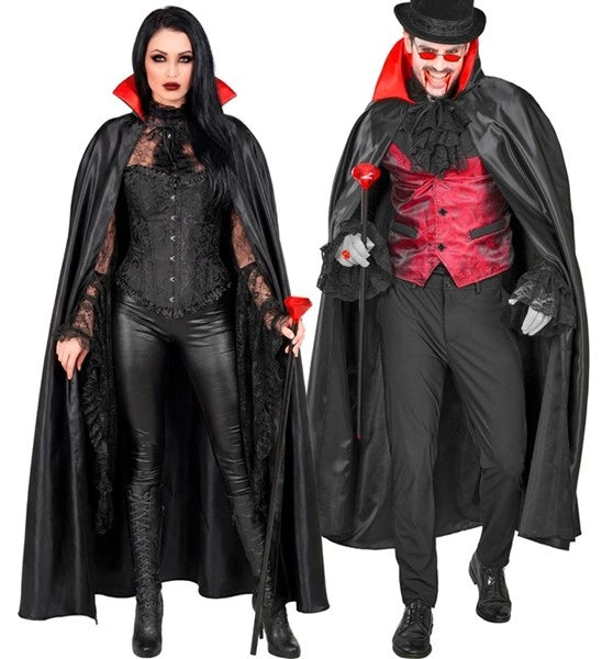 Capa de vampiro negra y roja, 1,4 m