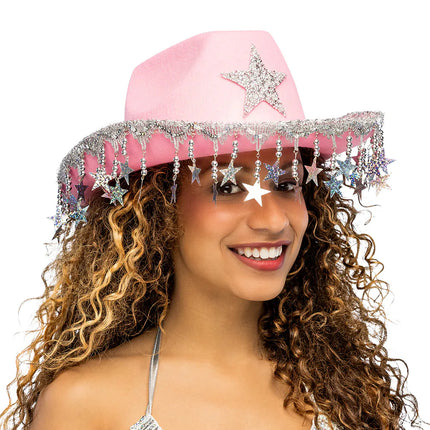 Sombrero de vaquero Stargazing rosa