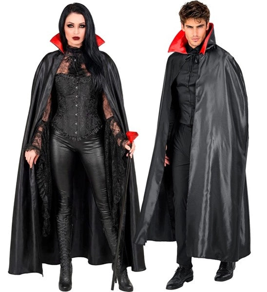 Capa de vampiro negra y roja, 1,4 m