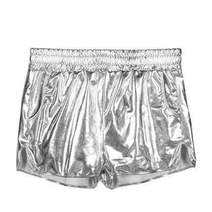 Pantalones cortos brillantes plateados