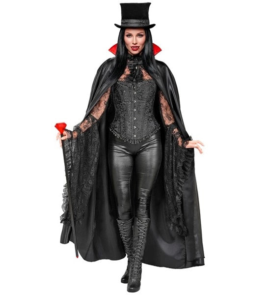 Capa de vampiro negra y roja, 1,4 m