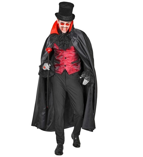 Capa de vampiro negra y roja, 1,4 m