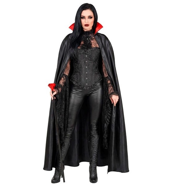 Capa de vampiro negra y roja, 1,4 m