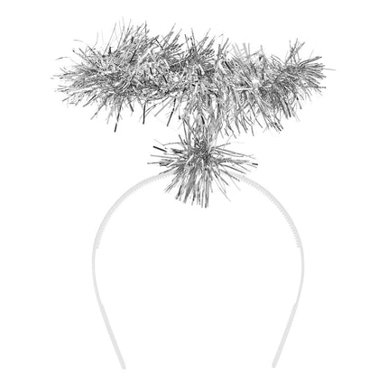 Diadema Halo espumillón plata