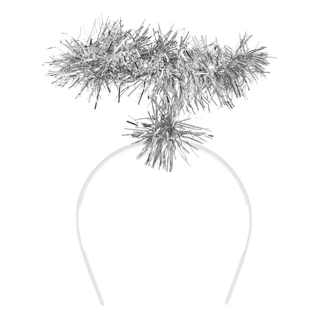 Diadema Halo espumillón plata