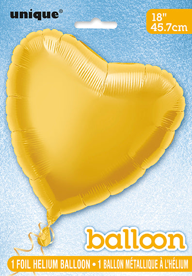 Globo Foil Corazón Macizo 18", Empaquetado - Oro