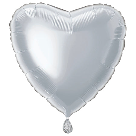 Globo Foil Corazón Sólido 18", Empaquetado - Plata