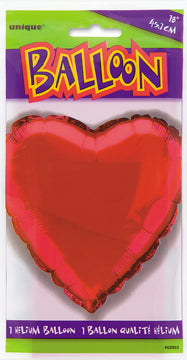 Globo Corazón Sólido 18", Empaquetado - Rojo
