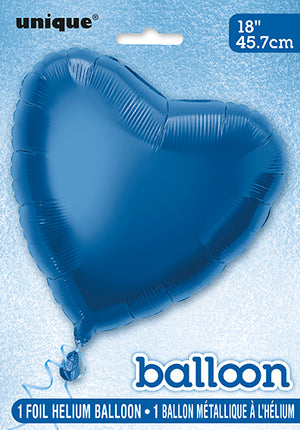 Globo Corazón Sólido 18", Empaquetado - Azul Real