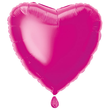 Globo Foil Corazón Sólido 18", Empaquetado - Rosa Caliente